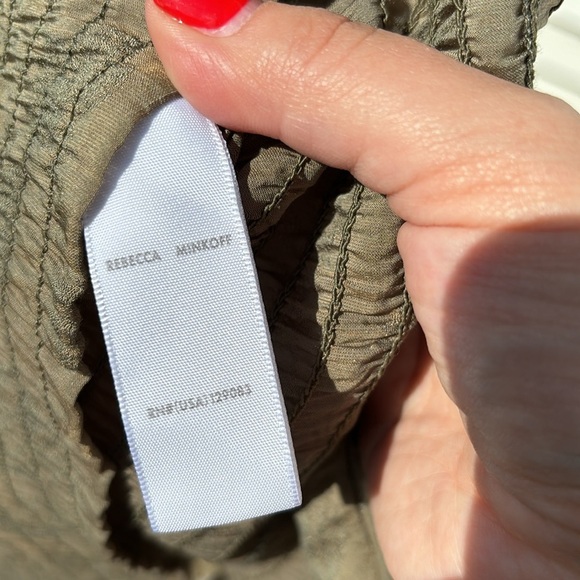 Rebecca Minkoff | Geneva Puff Sleeve Olive Mini Dress - Picture 10 of 10